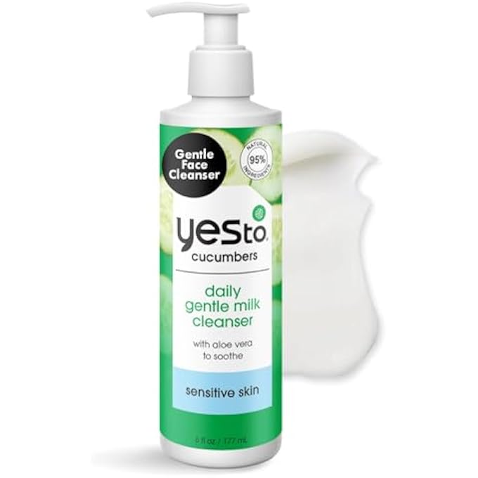 Yes To CUCUMBERS DAILY GENTLE MILK CLEANSER, SOOTHING FACE WASH THAT WON'T STRIP YOUR SKIN & HOLDS MOISTURE, WITH CUCUMBER EXTRACT, SOY PROTEINS & GREEN TEA, NATURAL, VEGAN & CRUELTY FREE, 6 FL OZ - Image 1